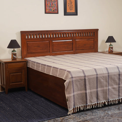 Brown - double handloom cotton bed sheet (108 x 90 in) 44