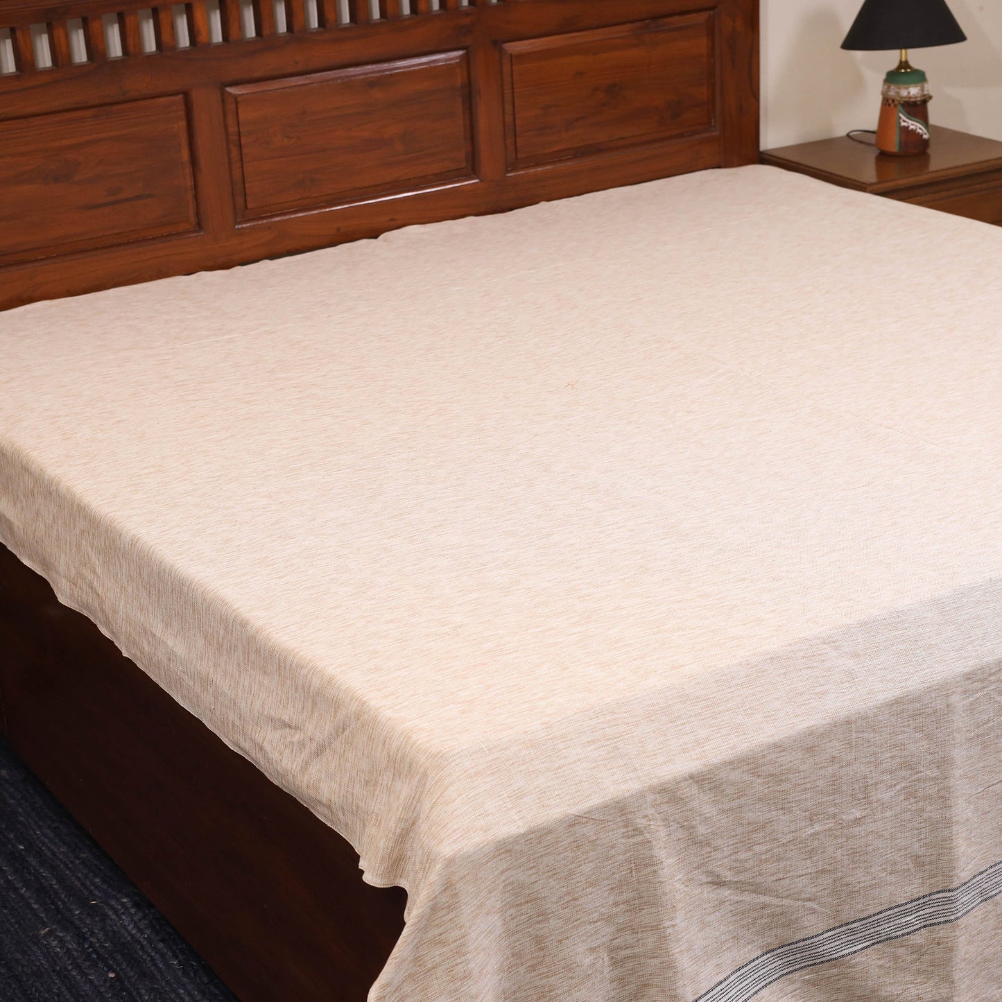 Brown - double handloom cotton bed sheet (108 x 90 in) 55