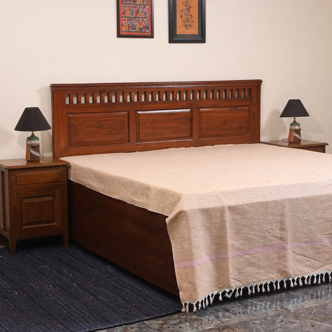 Brown - double handloom cotton bed sheet (108 x 90 in) 56