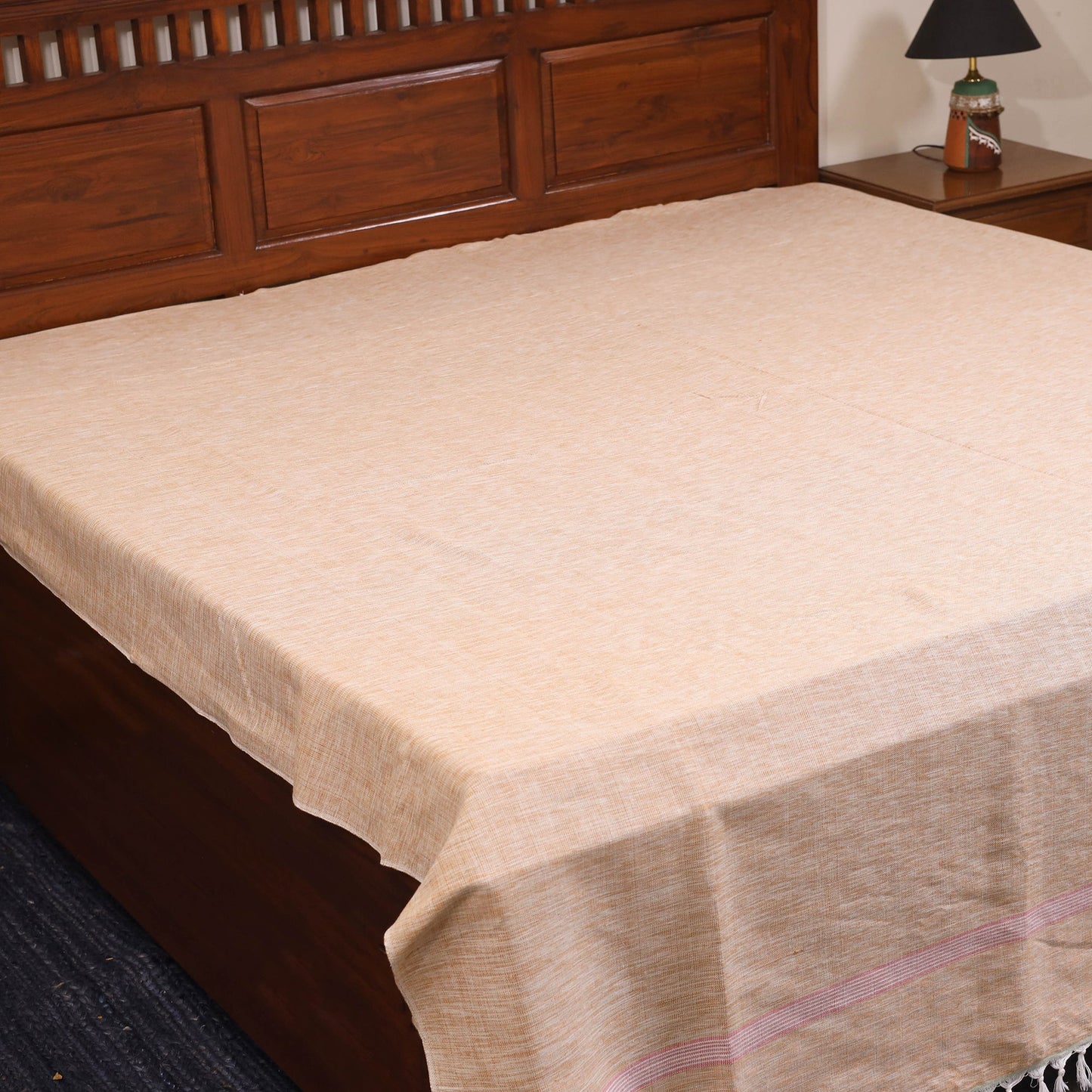 Brown - double handloom cotton bed sheet (108 x 90 in) 56