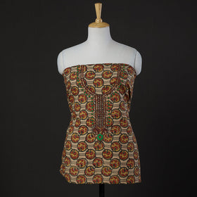 Embroidered Cotton Kalamkari Print Kurta Material (2.65m)