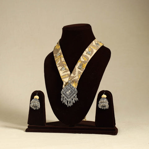 Brown - fabart german silver necklace set 15 - handcrafted