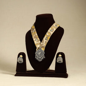 Brown - fabart german silver necklace set 15 - handcrafted