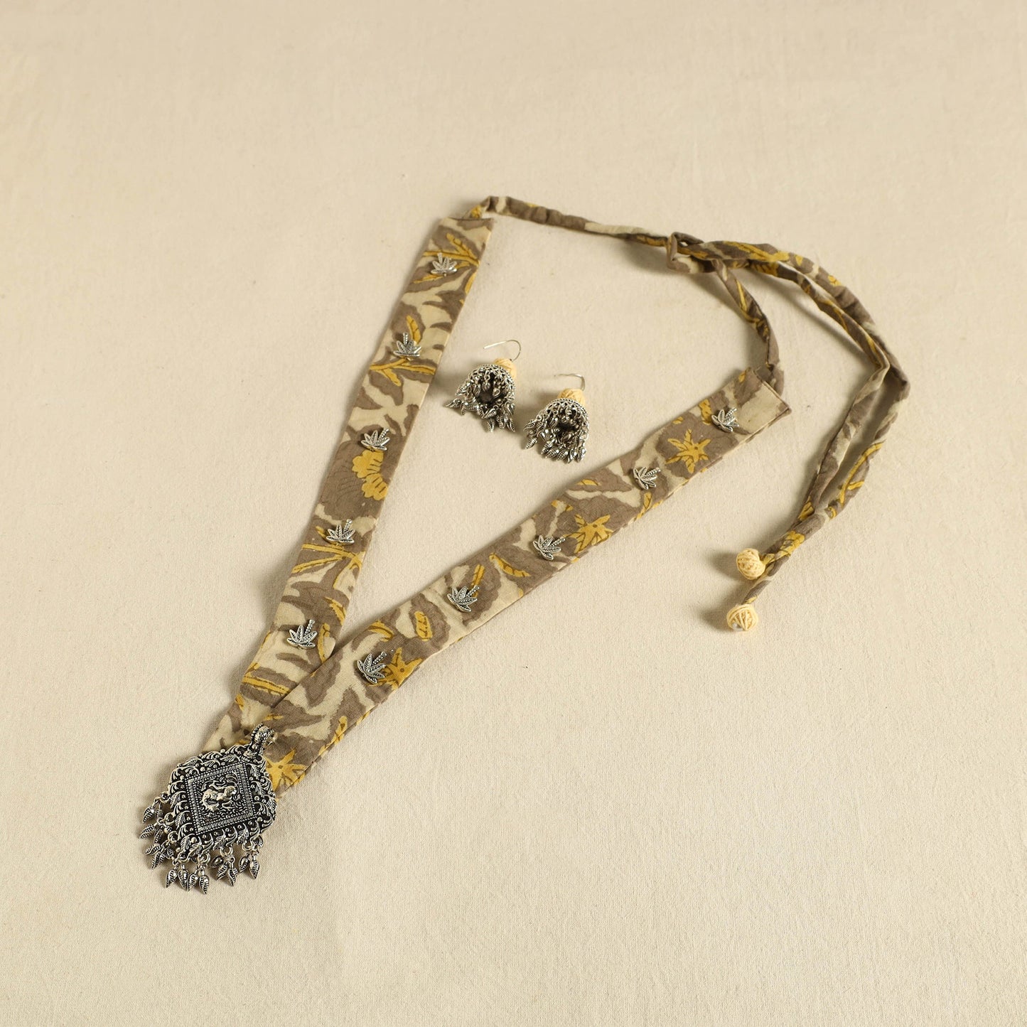 Brown - fabart german silver necklace set 15 - handcrafted