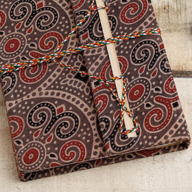 Brown - Ajrakh Fabric Cover Handmade Paper Notebook with Thread Lock