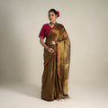 Fine Tissue Zari Brown Bengal Saree with Embroidered Blouse