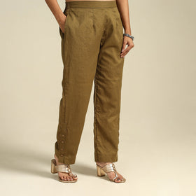 Brown Flex Cotton Elasticated Plain Pant