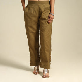 Brown Flex Cotton Elasticated Plain Pant