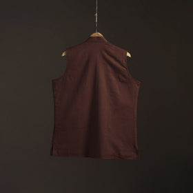 Flex cotton men plain nehru jacket 02 - handcrafted