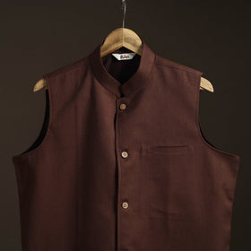 Flex cotton men plain nehru jacket 02 - handcrafted