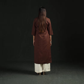 Flex cotton plain hand embroidered straight kurta for women