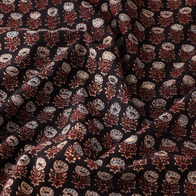 Buy Brown Florets Ajrakh Block Printed Cotton Fabric Online at iTokri.com