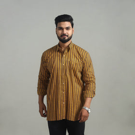  Brown Full Sleeve Cotton Men Jaipur Print Shirt 