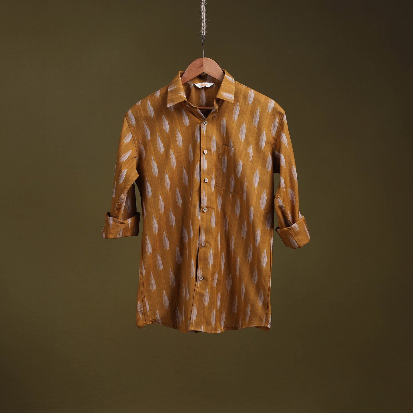 Brown - full sleeve cotton men pochampally ikat shirt 10