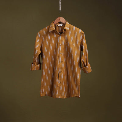 Brown - full sleeve cotton men pochampally ikat shirt 10
