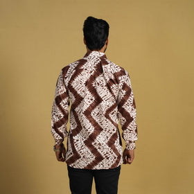 Buy Brown Full Sleeve Tie & Dye Cotton Men Shibori Shirt