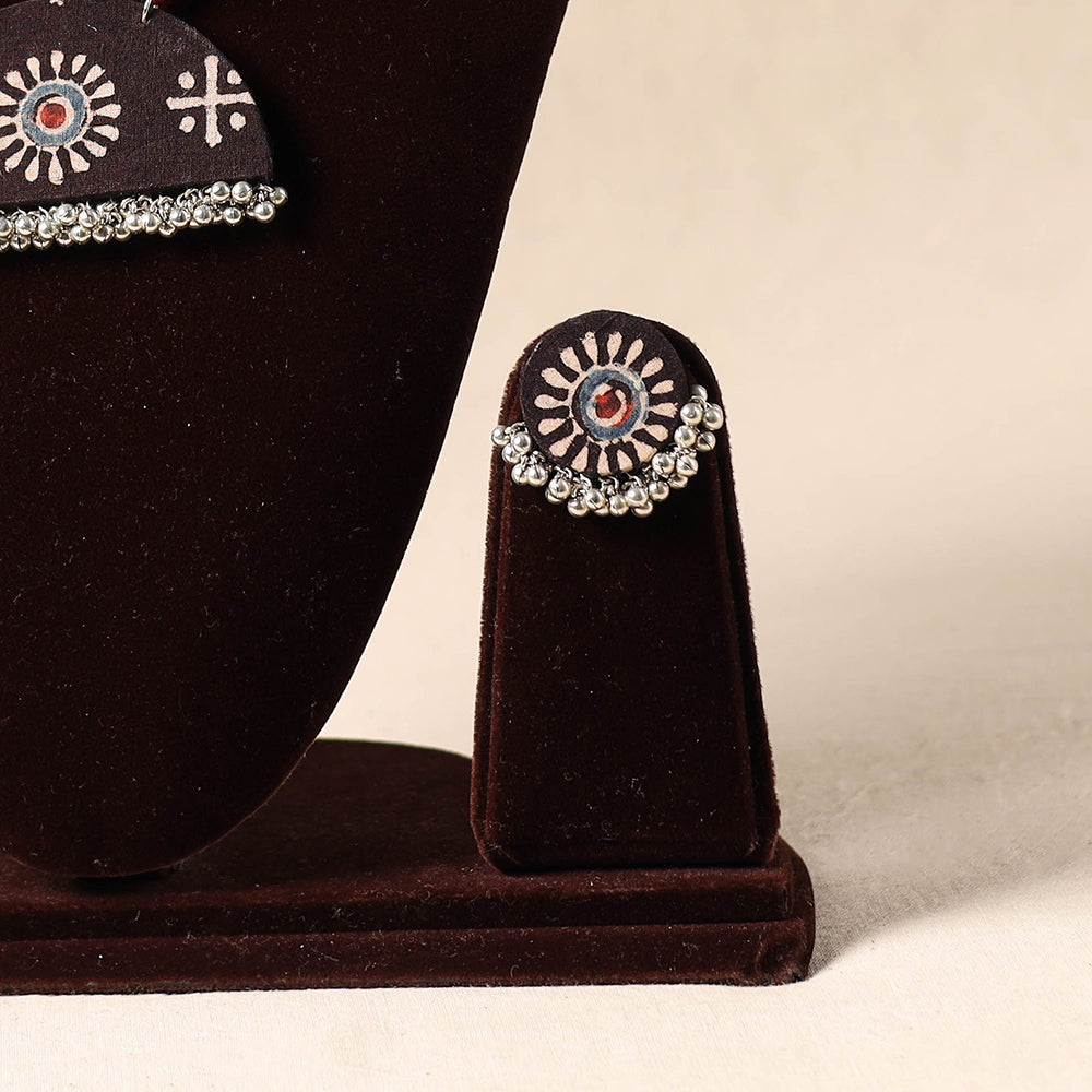 Brown - german silver fabart necklace set 54 - handcrafted