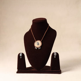 Brown - german silver jute necklace set 76 - handcrafted