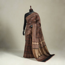 Ghicha Pallu Chanderi Silk Natural Dyed Ajrakh Print Saree