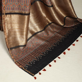 Ghicha Pallu Chanderi Silk Natural Dyed Ajrakh Print Saree