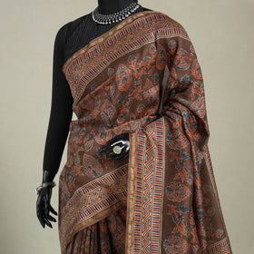 Ghicha Pallu Chanderi Silk Natural Dyed Ajrakh Print Saree