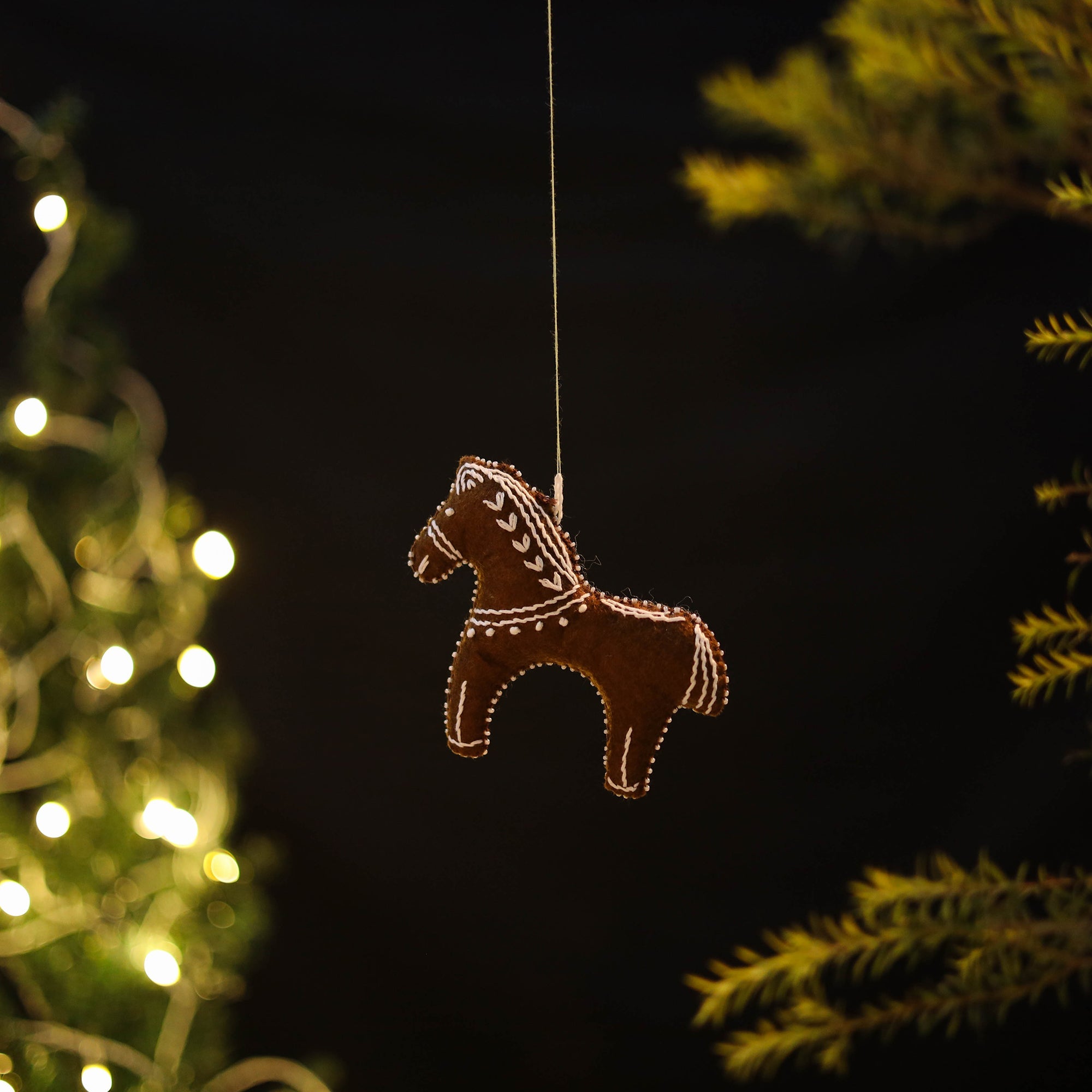 Gingerbread Horse Felt Ornament - Handmade Christmas Decor
