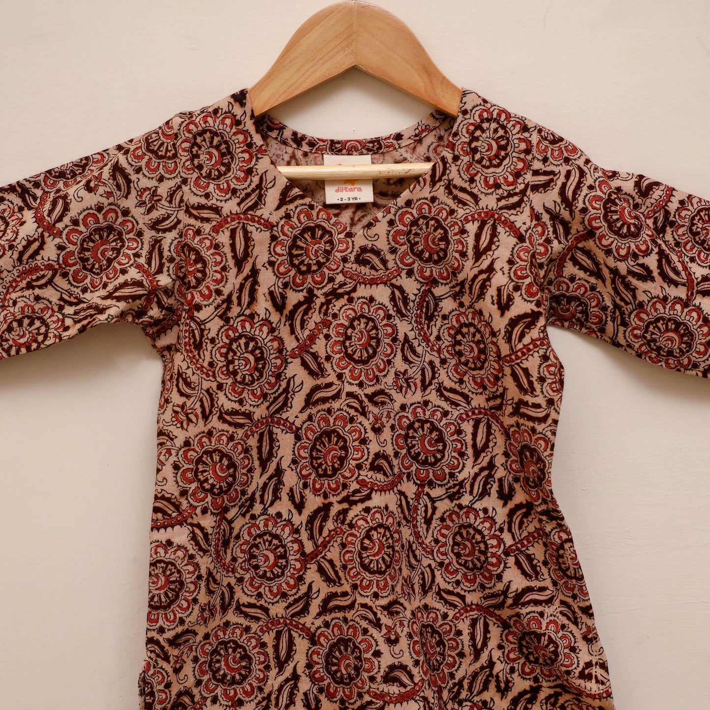 Girls kalamkari pure cotton kurta set (2-6 years) 16