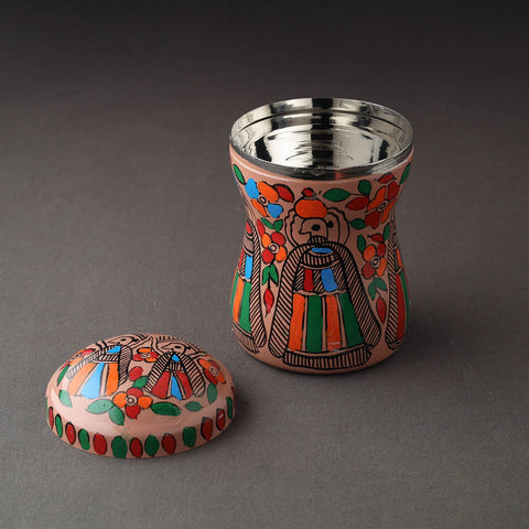 Brown Bengal Patua Handpainted Stainless Steel Multi Utility Canister