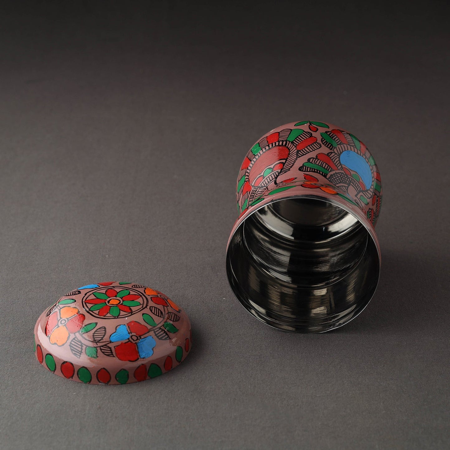 Brown Bengal Patua Handpainted Stainless Steel Multi Utility Canister