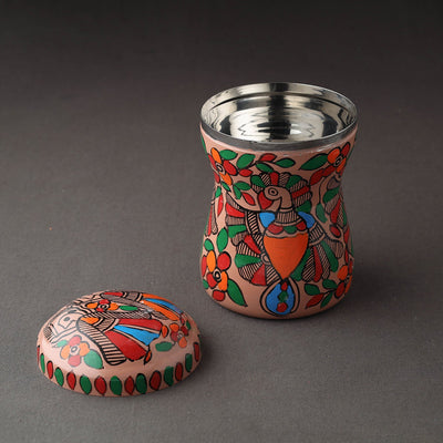 Brown Bengal Patua Handpainted Stainless Steel Multi Utility Canister