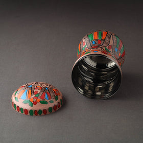 Brown Bengal Patua Handpainted Stainless Steel Multi Utility Canister