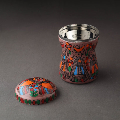 Brown Bengal Patua Handpainted Stainless Steel Multi Utility Canister