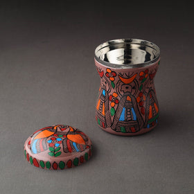 Brown Bengal Patua Handpainted Stainless Steel Multi Utility Canister