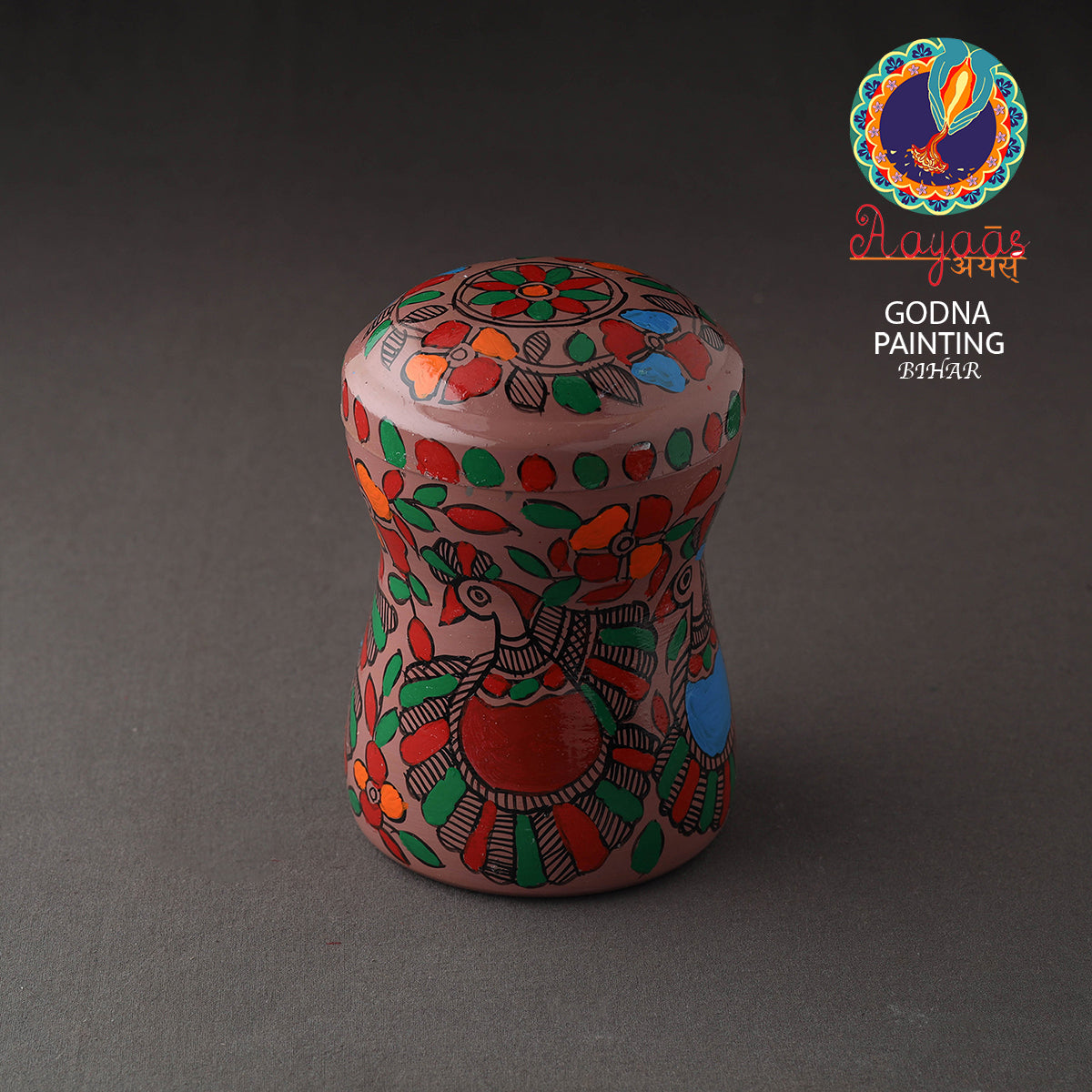 Brown Bengal Patua Handpainted Stainless Steel Multi Utility Canister