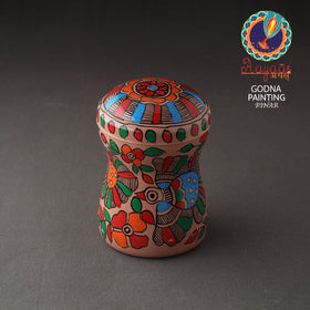 Multicolor Bengal Patua Handpainted Stainless Steel Multi Utility Canister