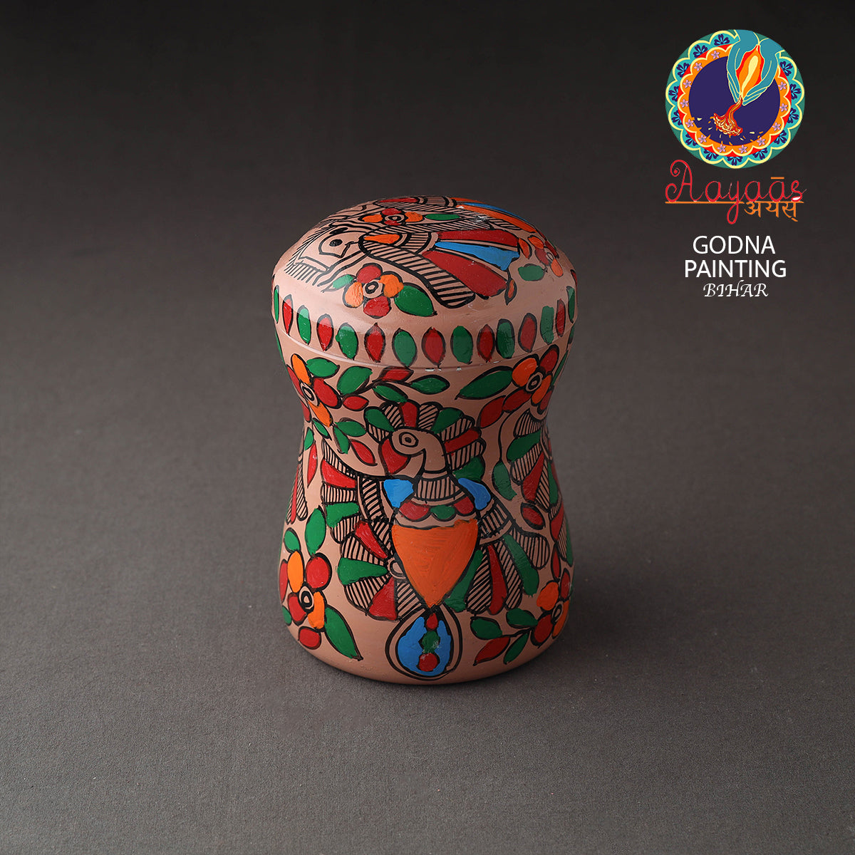 Brown Bengal Patua Handpainted Stainless Steel Multi Utility Canister
