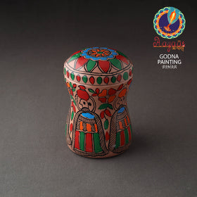 Multicolor Bengal Patua Handpainted Stainless Steel Multi Utility Canister