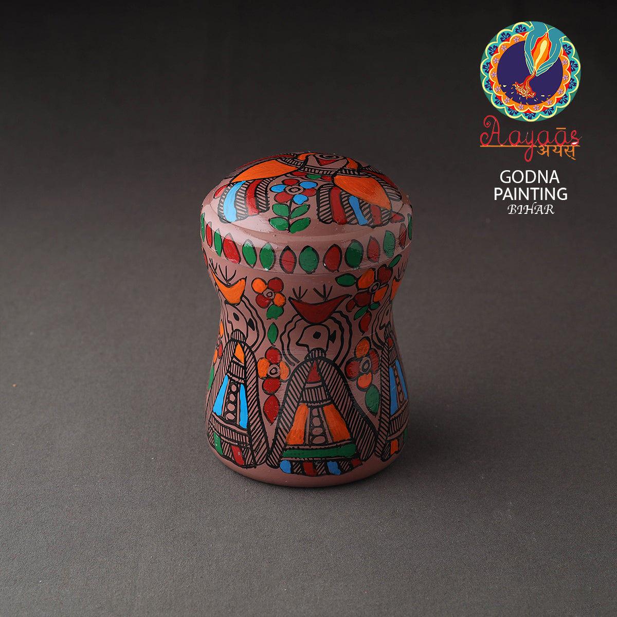 Brown Bengal Patua Handpainted Stainless Steel Multi Utility Canister