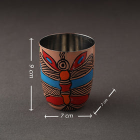 Godna Madhubani Brown Handpainted Stainless Steel Glass