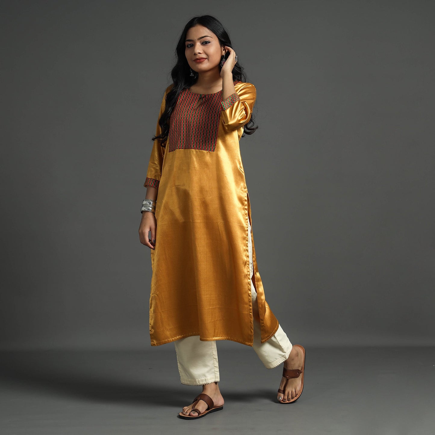 plain silk kurta