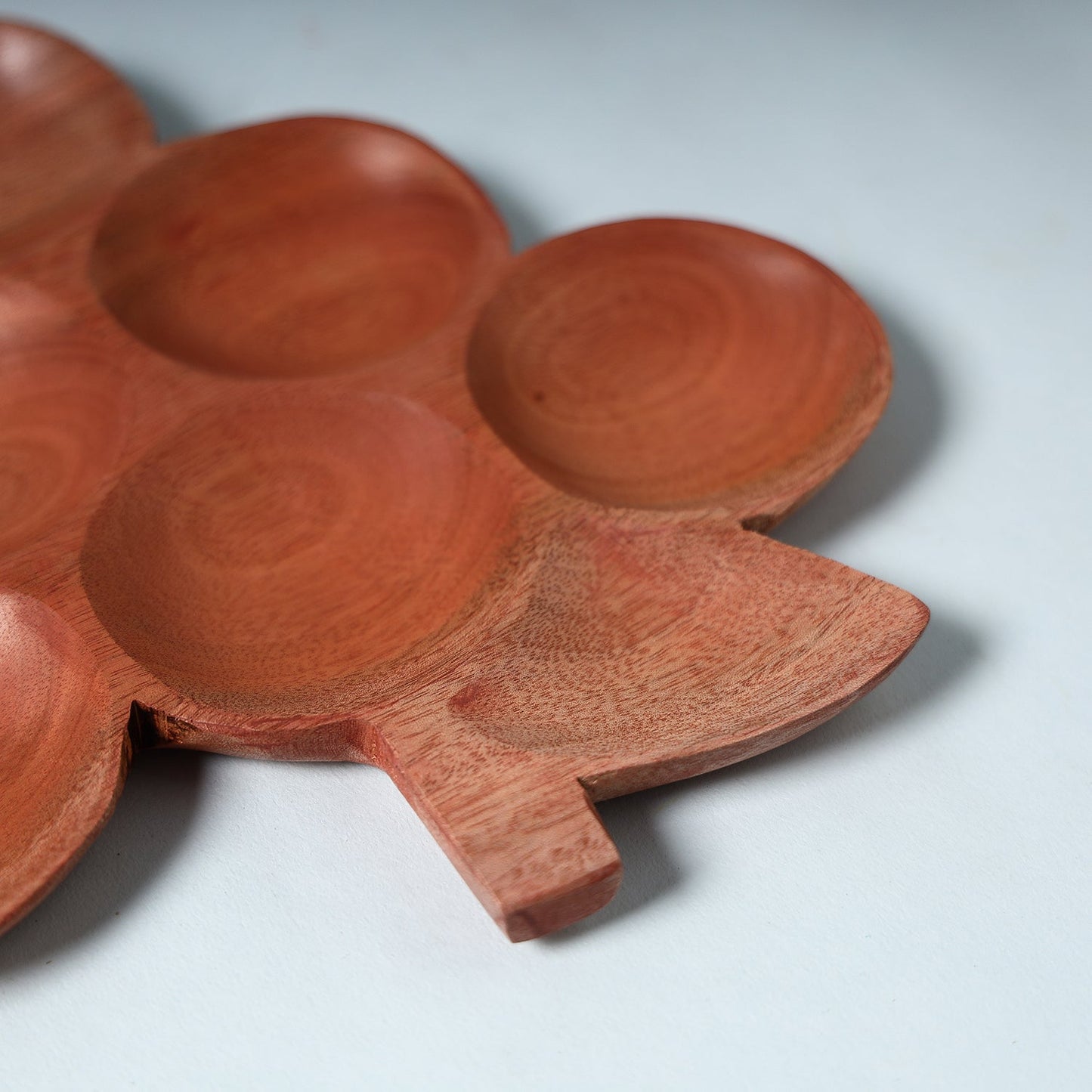 Brown Handcarved Natural Neem Wooden Tray 