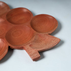  Brown Handcarved Natural Neem Wooden Tray 