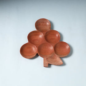  Brown Handcarved Natural Neem Wooden Tray 