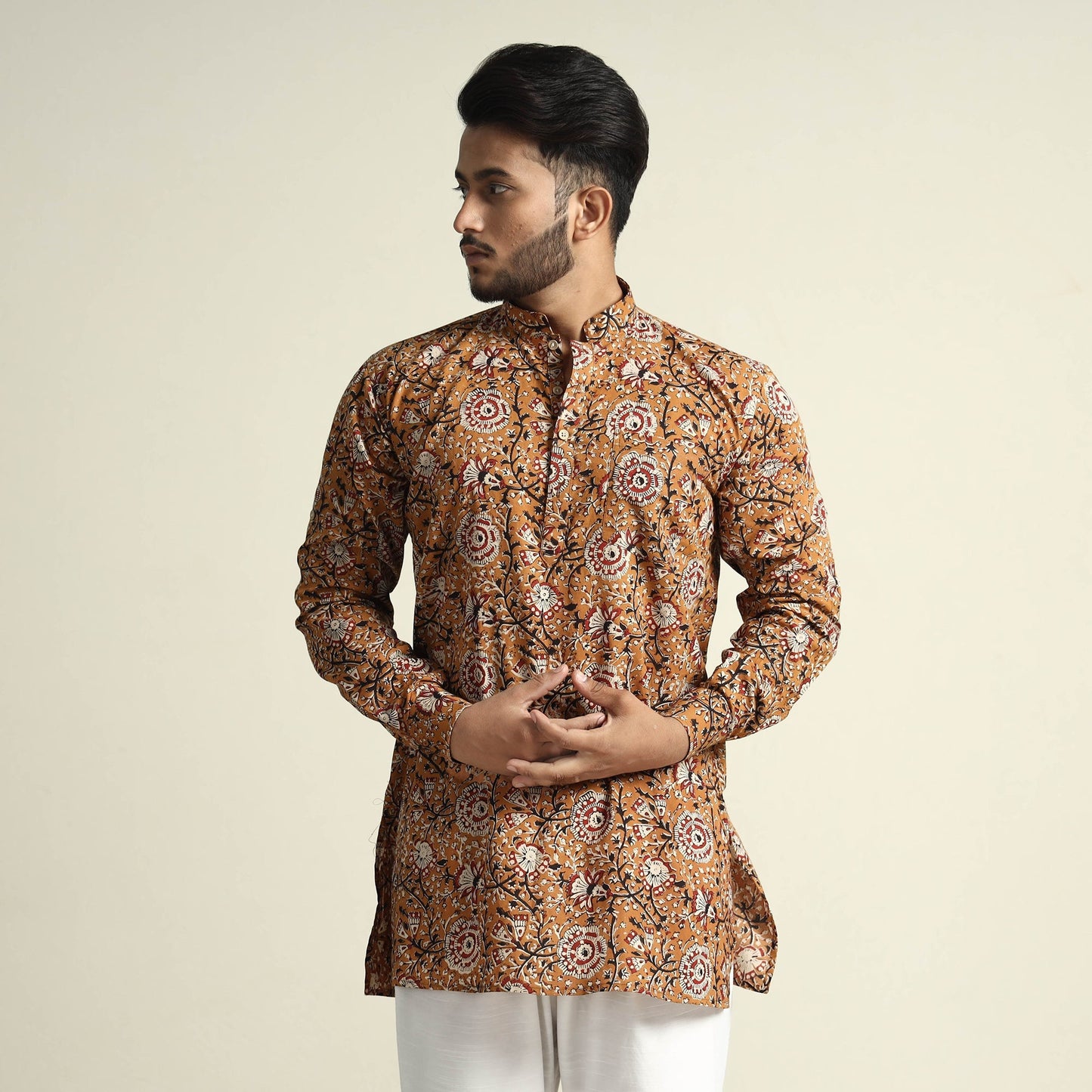  Bagru Block Printed Cotton Men Short Kurta 