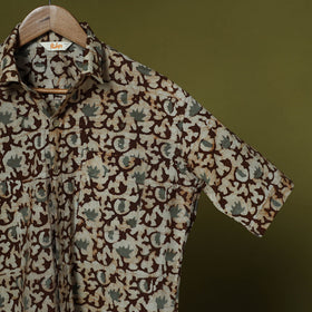 Half sleeve cotton men hand block batik print shirt 01