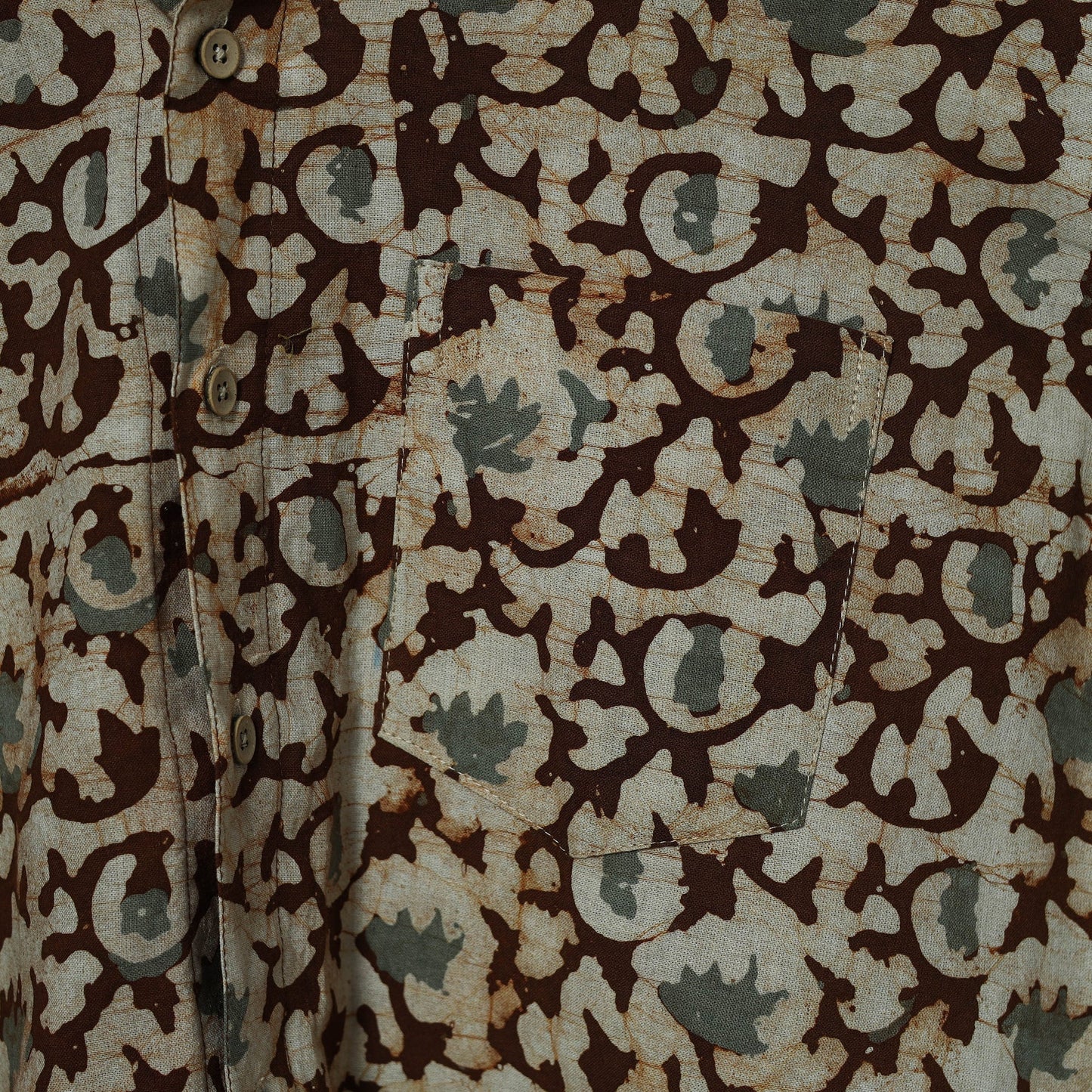 Half sleeve cotton men hand block batik print shirt 01