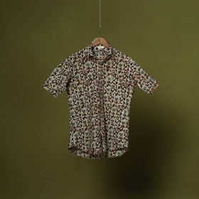Half sleeve cotton men hand block batik print shirt 01