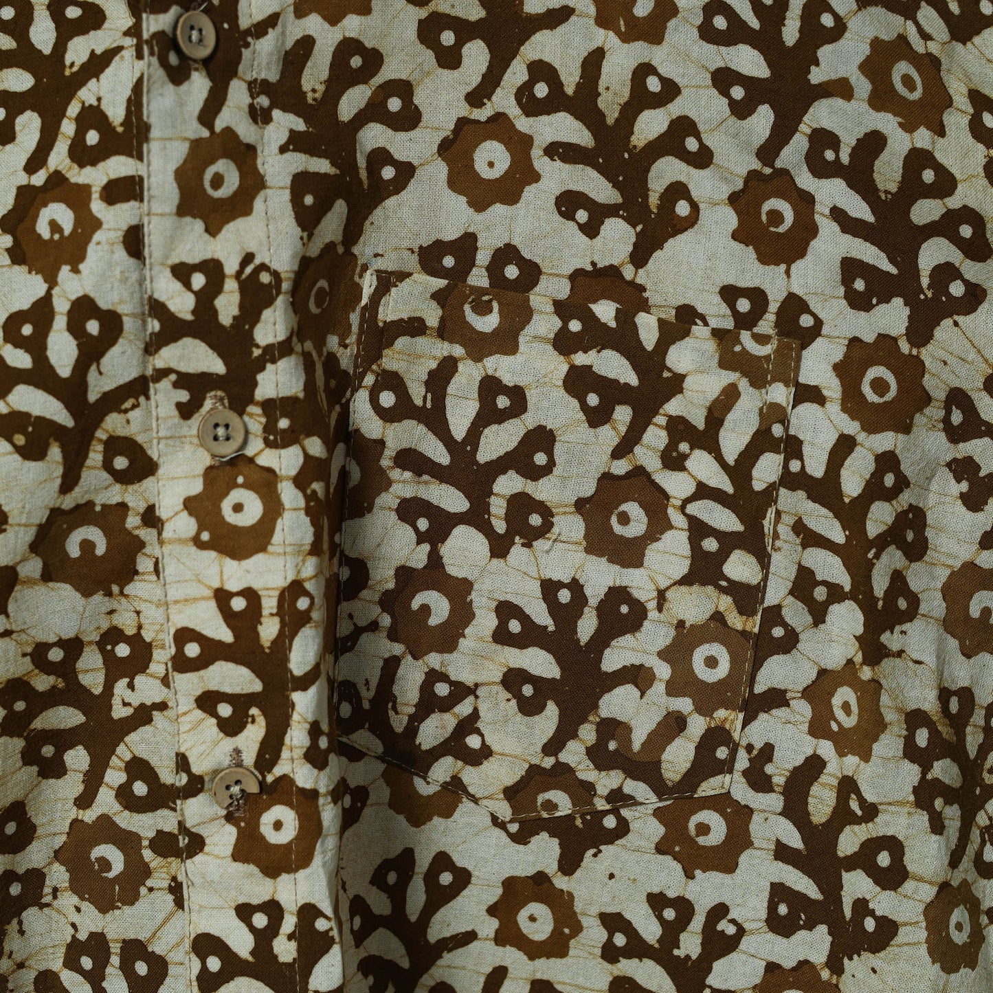 Half sleeve cotton men hand block batik print shirt 02