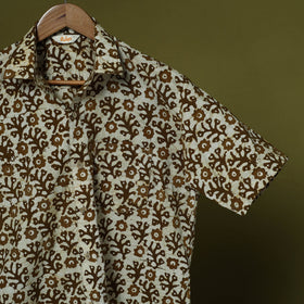 Half sleeve cotton men hand block batik print shirt 02