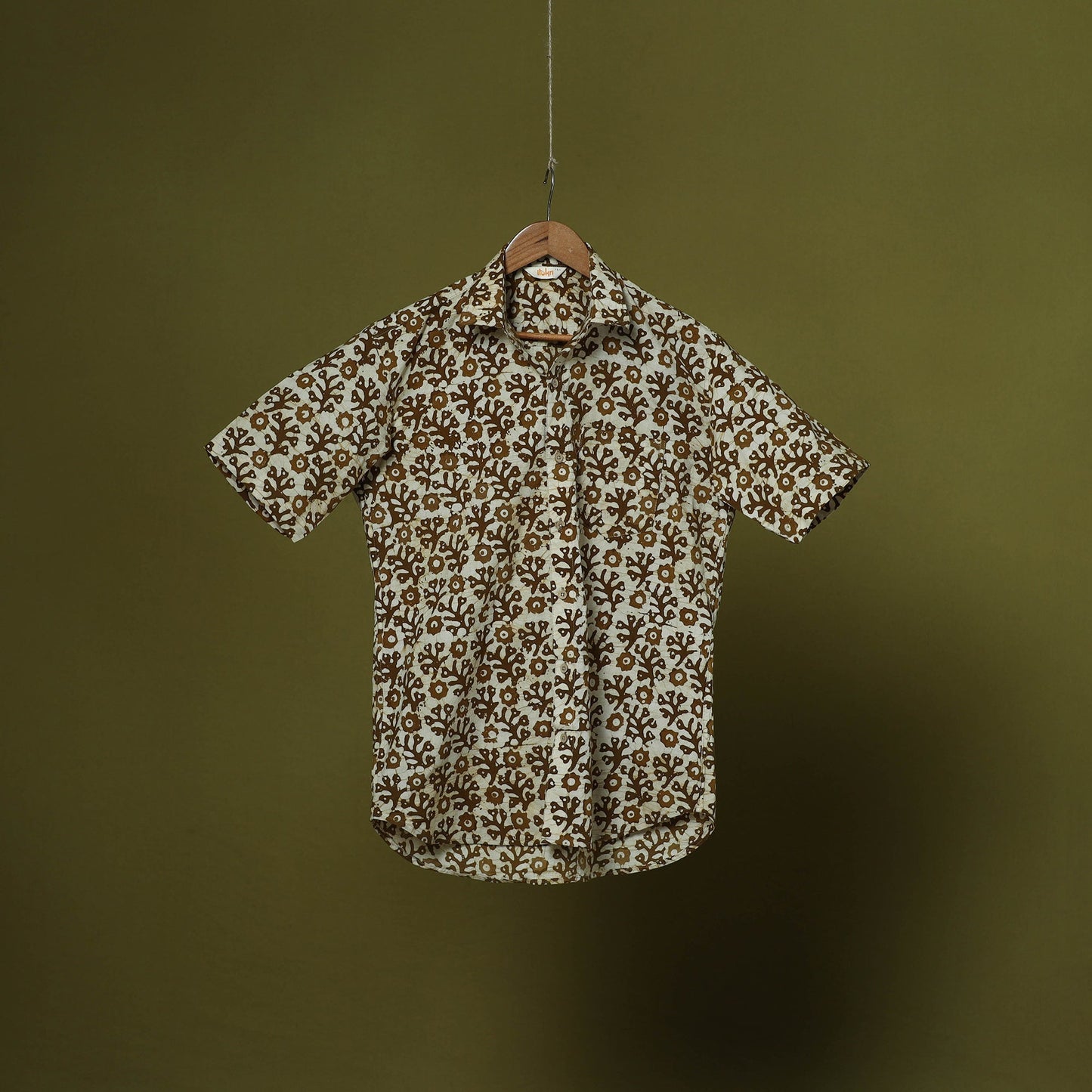 Half sleeve cotton men hand block batik print shirt 02